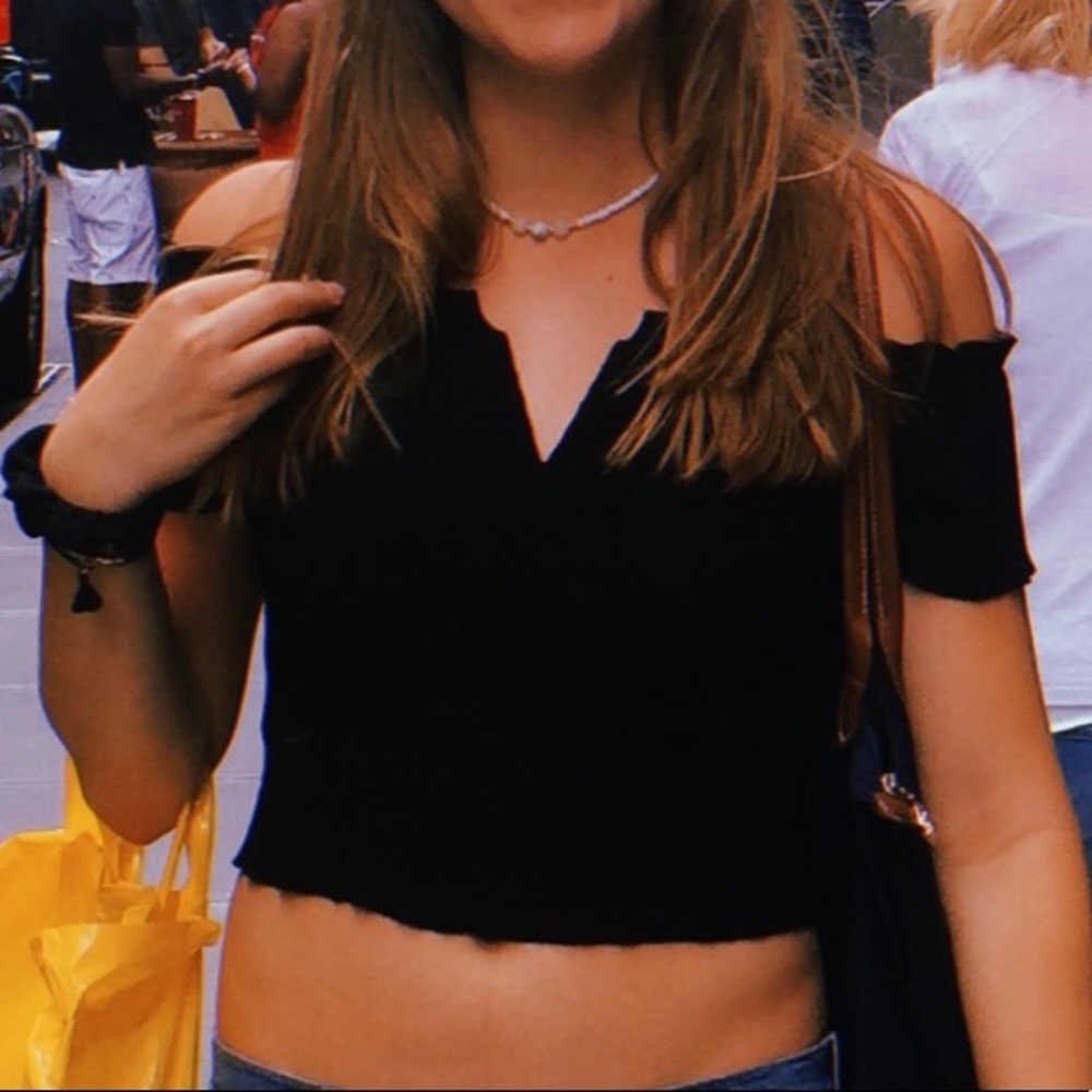 COTTON CANDY LA black off the shoulder crop top